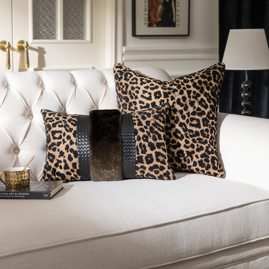Leopard Print 13"x20" Patchwork Lumbar Pillow Cover