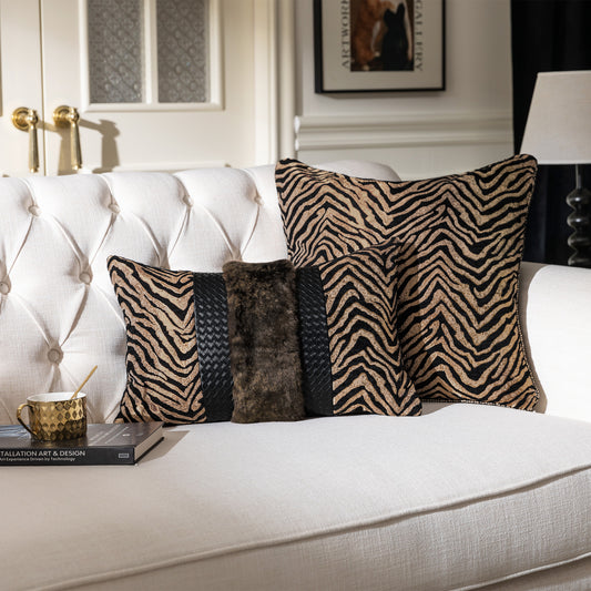 Zebra Print 13"x20" Patchwork Lumbar Pillow Cover