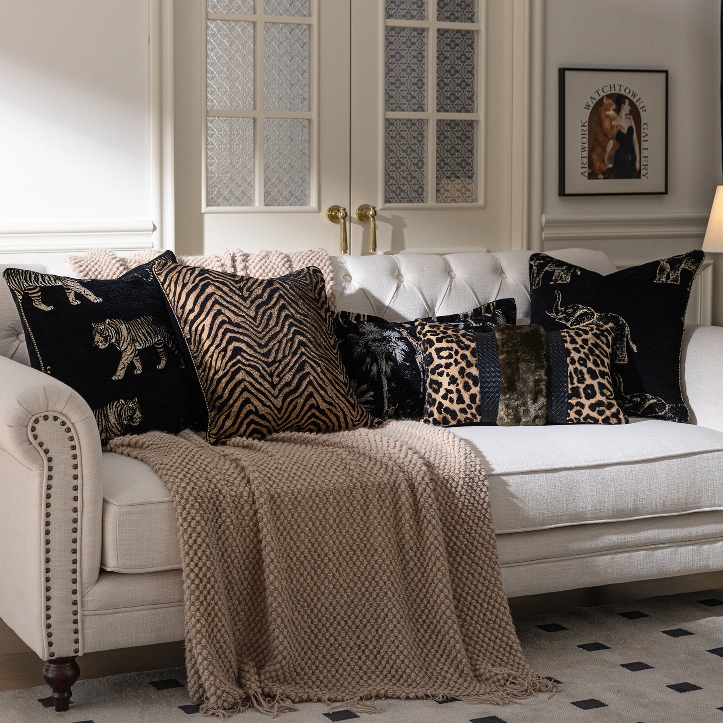 Leopard Print 13"x20" Patchwork Lumbar Pillow Cover