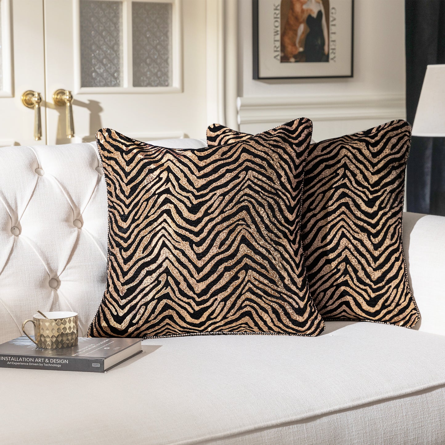 Stylish Zebra 20" Square Jacquard Pillow Cover