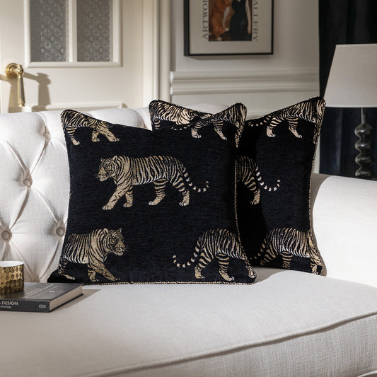 Vintage Tiger 20" Square Jacquard Pillow Cover 1-Piece
