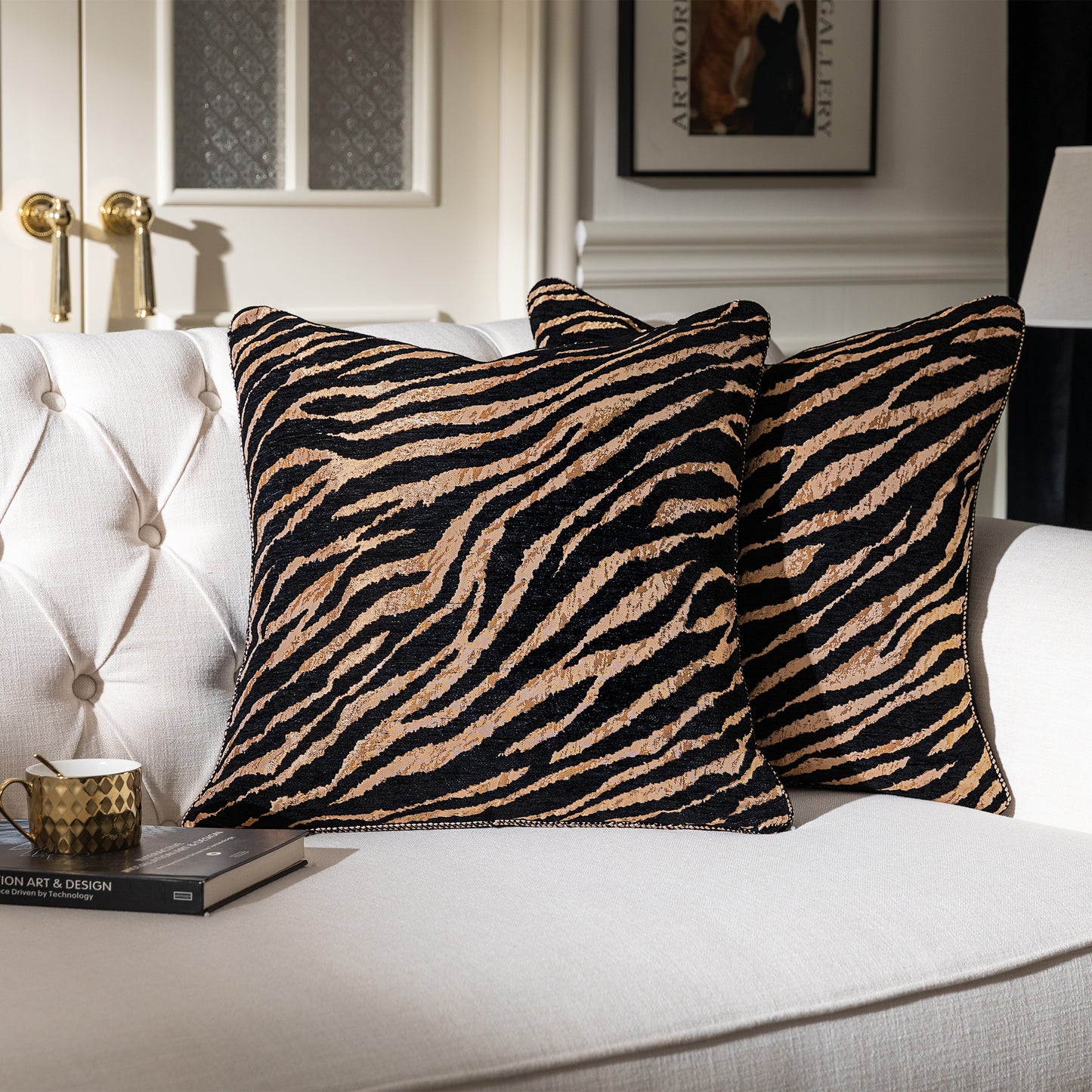 Stylish Tiger Print 20" Square Jacquard Pillow Cover 1-Piece