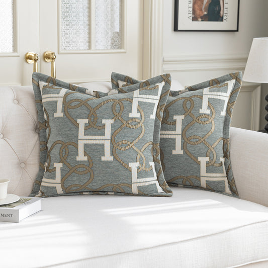 1-Piece Letter H & Chain 20"x20" Pillow Covers Gray