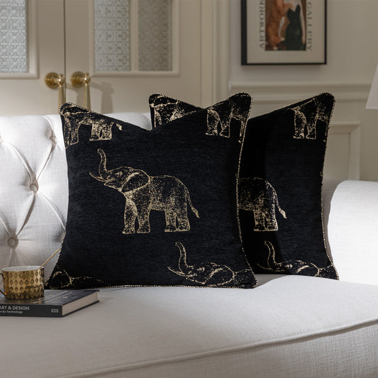 Vintage Elephant 20" Square Jacquard Pillow Cover 1-Piece