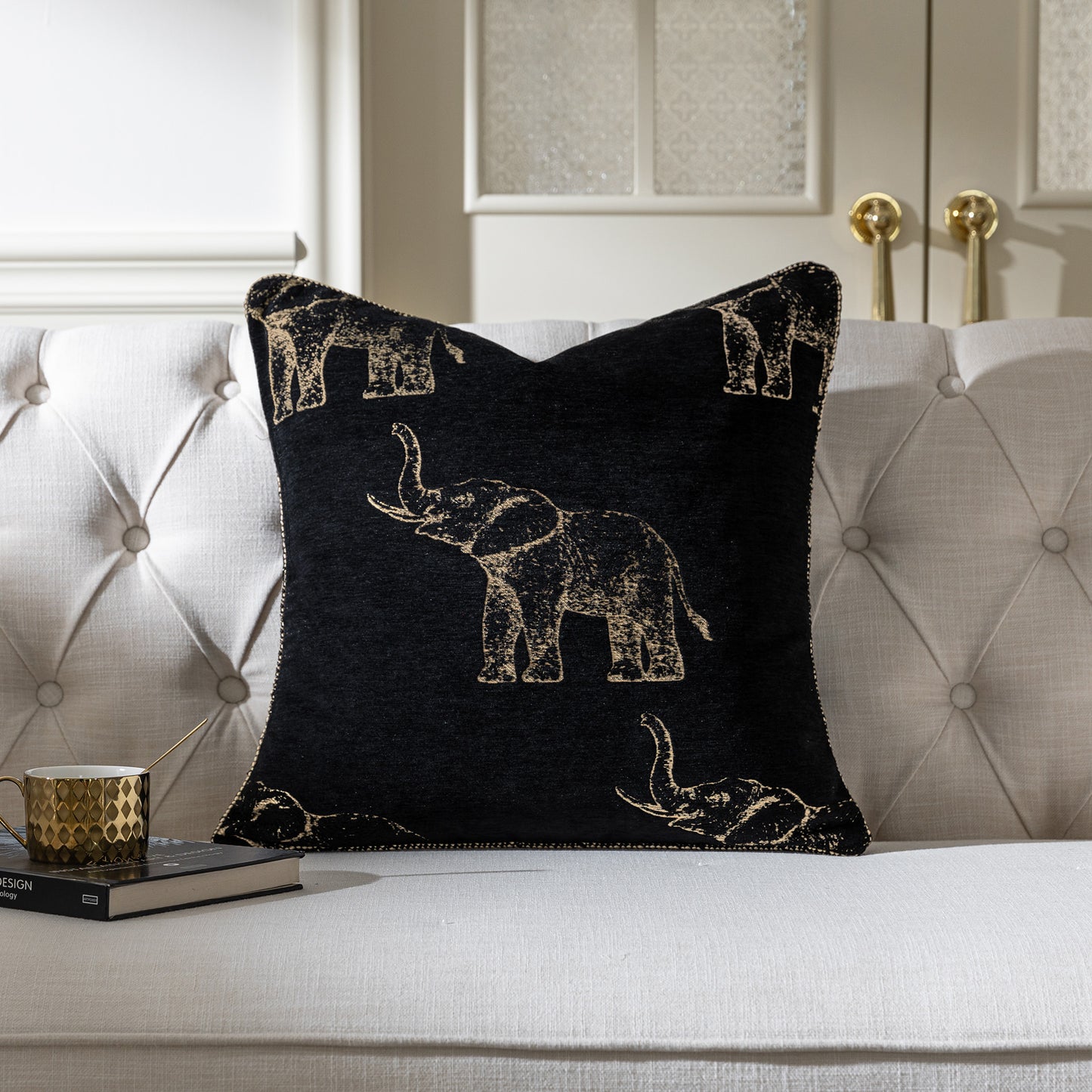 Vintage Elephant 20" Square Jacquard Pillow Cover 1-Piece