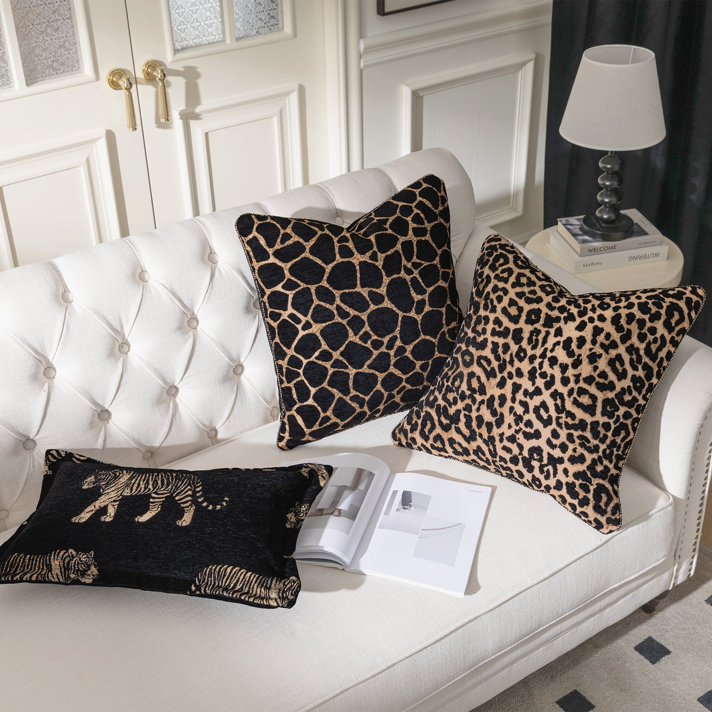 Stylish Leopard Print 20" Square Jacquard Pillow Cover 1-Piece