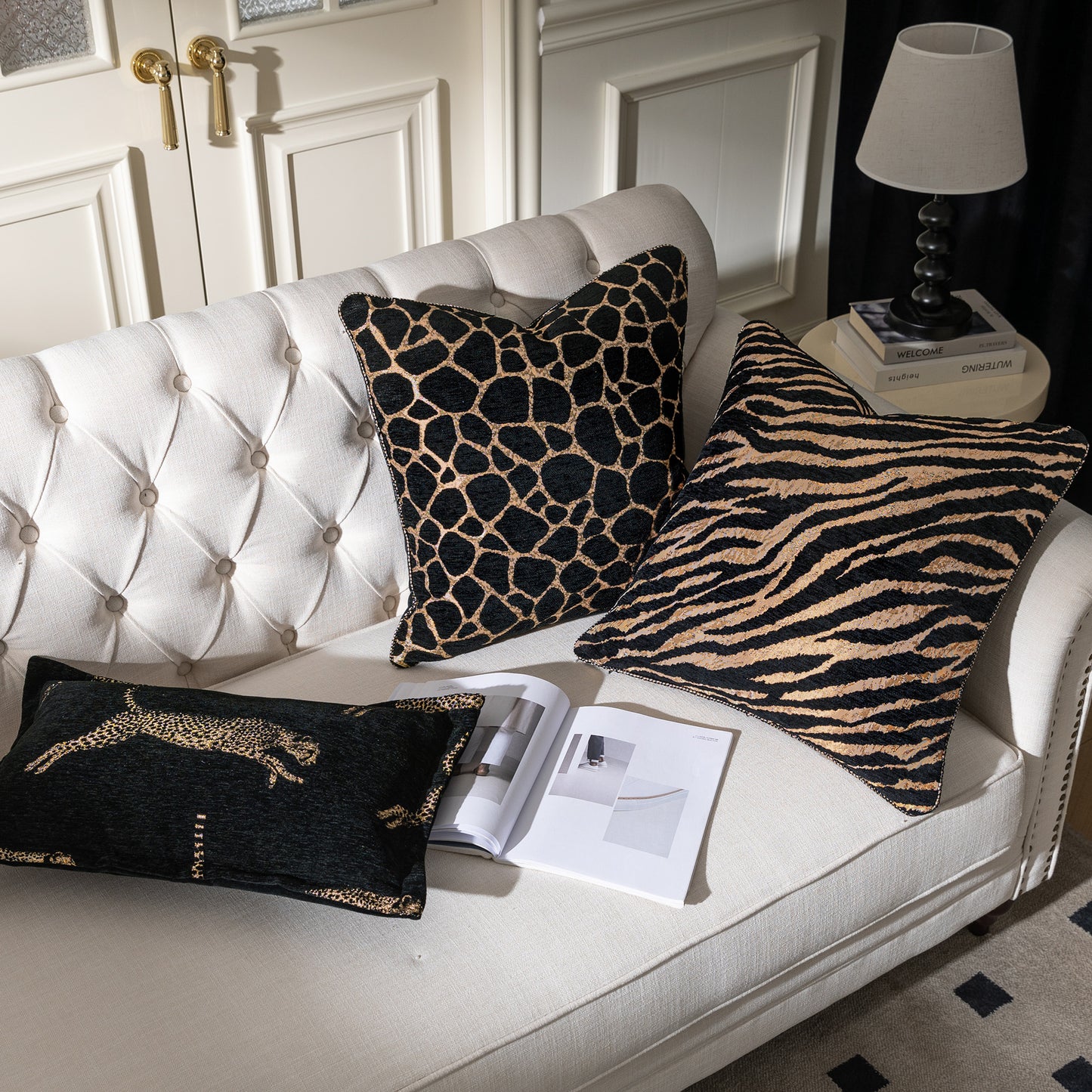 Stylish Tiger Print 20" Square Jacquard Pillow Cover 1-Piece