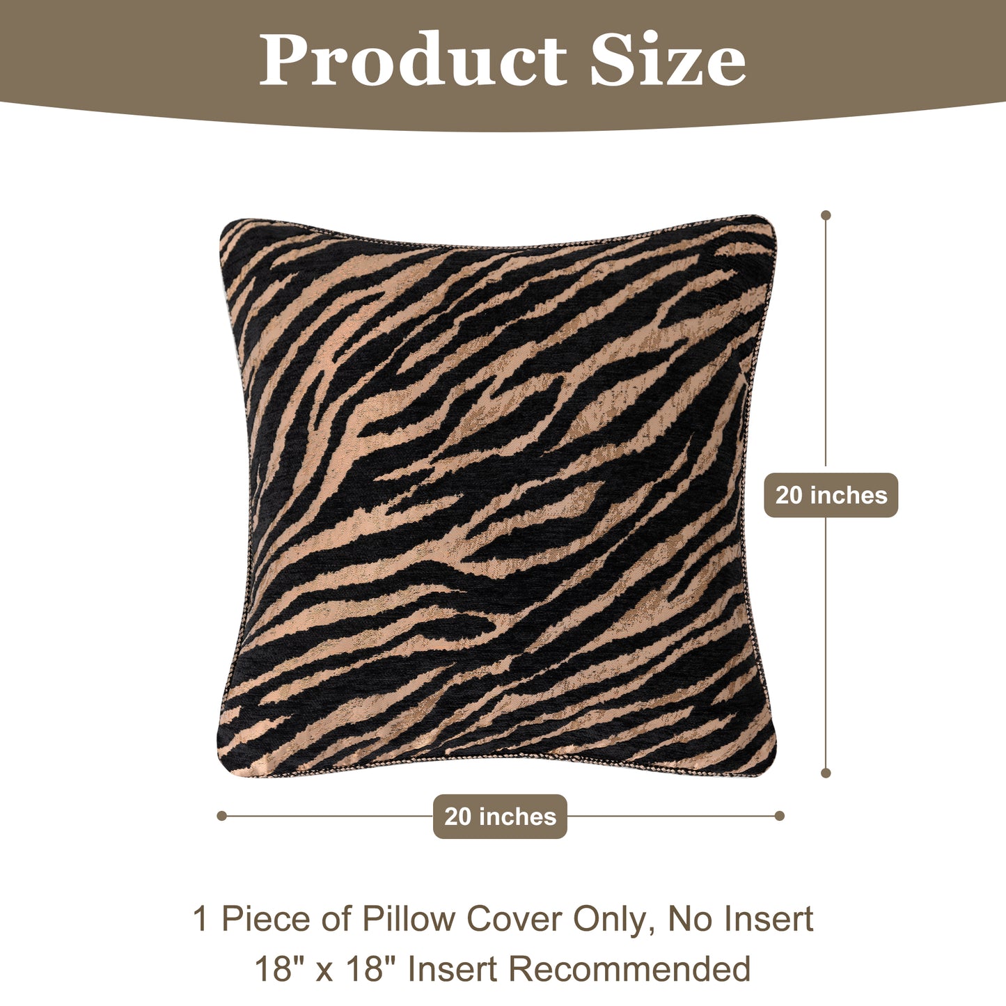 Stylish Tiger Print 20" Square Jacquard Pillow Cover 1-Piece