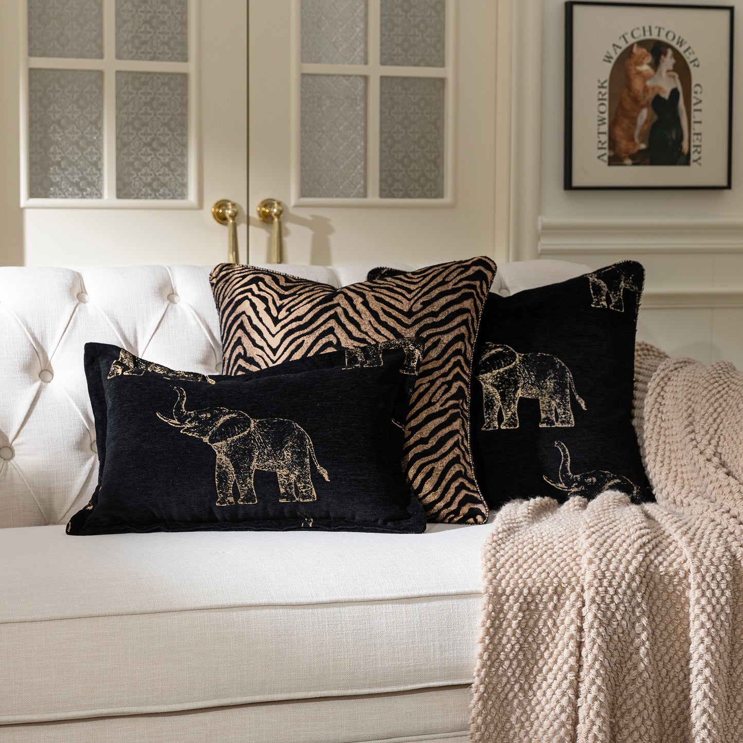 1-Piece Vintage Elephant 13"x20" Lumbar Pillow Cover