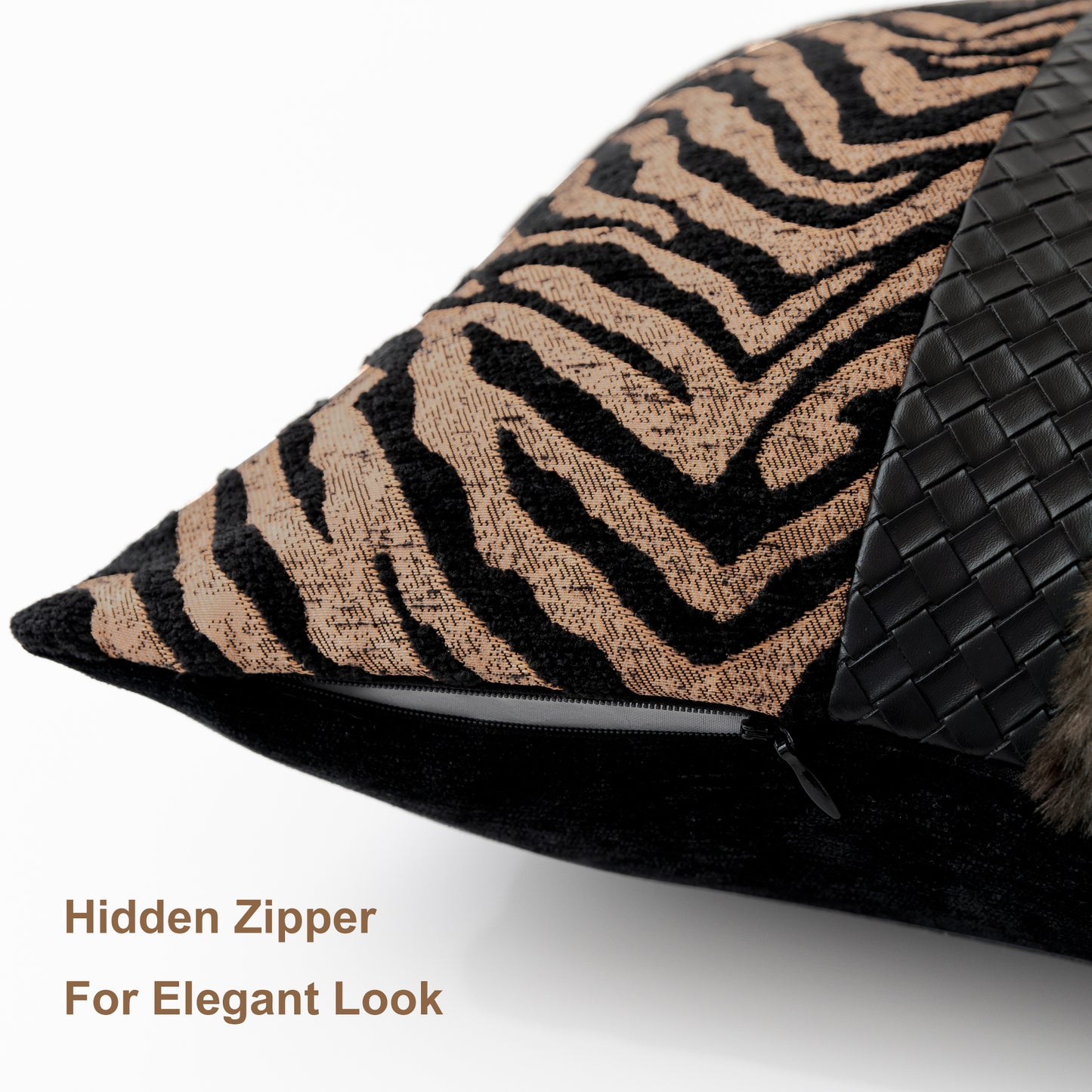 Zebra Print  13"x20" Patchwork Lumbar Pillow Cover