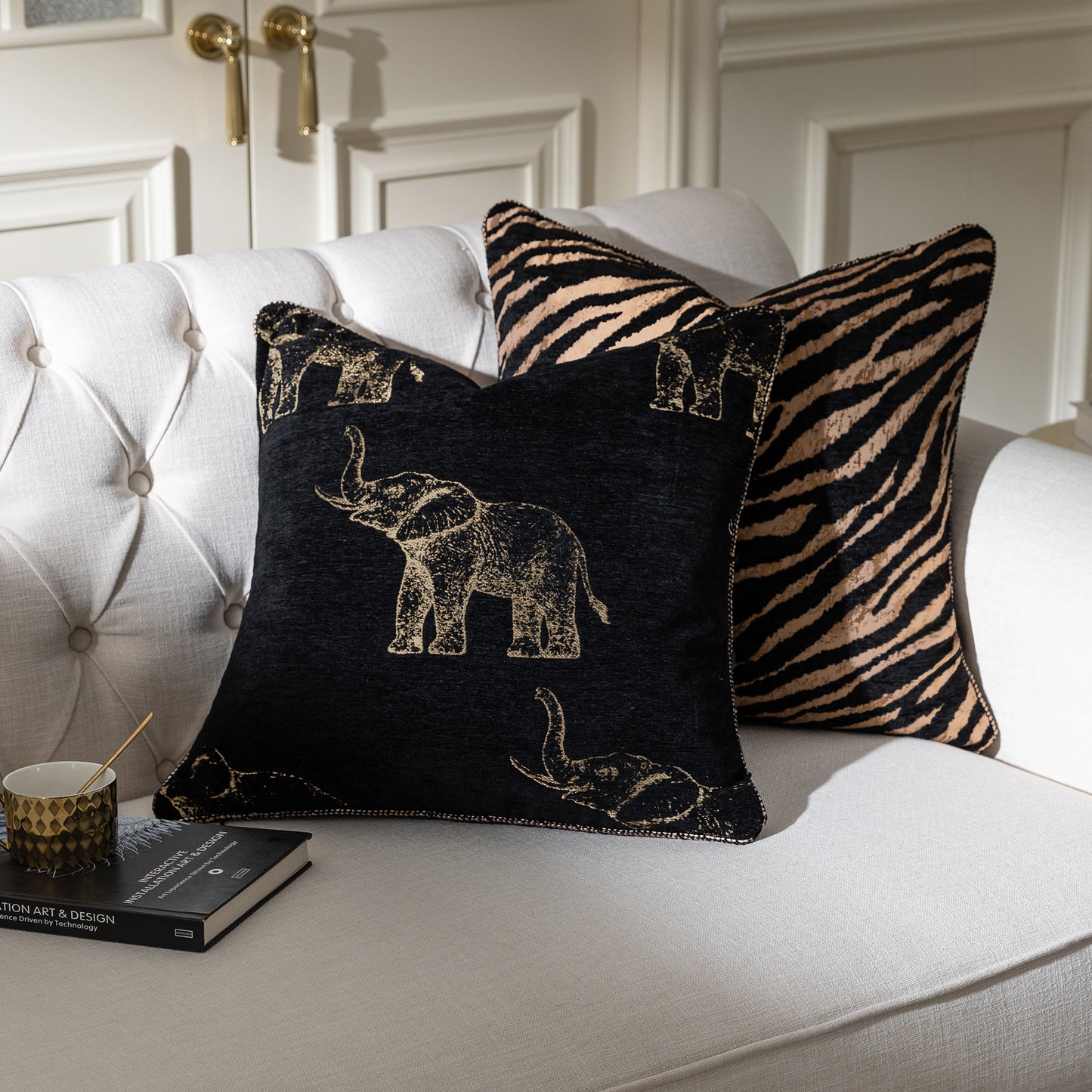 Vintage Elephant 20" Square Jacquard Pillow Cover 1-Piece
