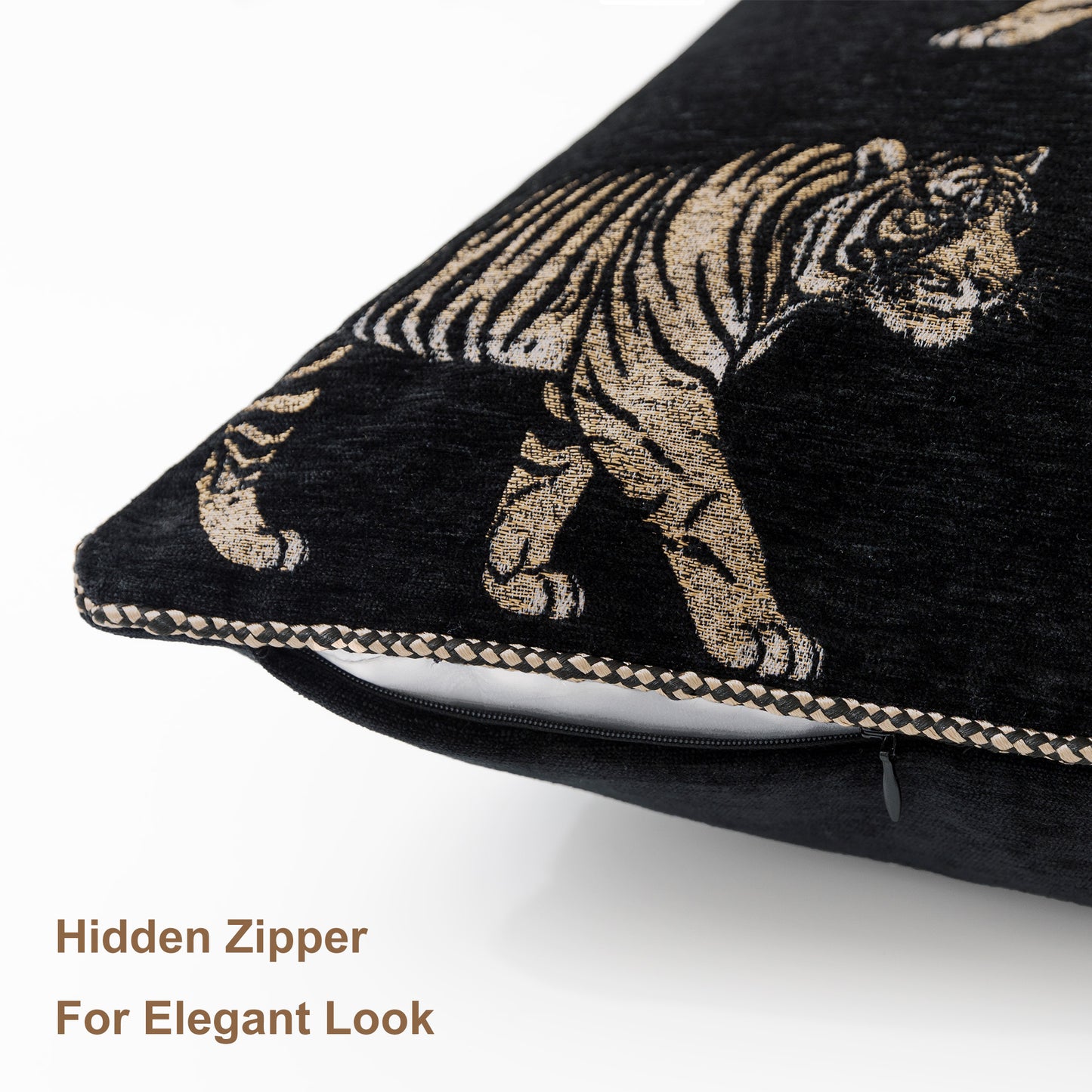 Vintage Tiger 20" Square Jacquard Pillow Cover 1-Piece