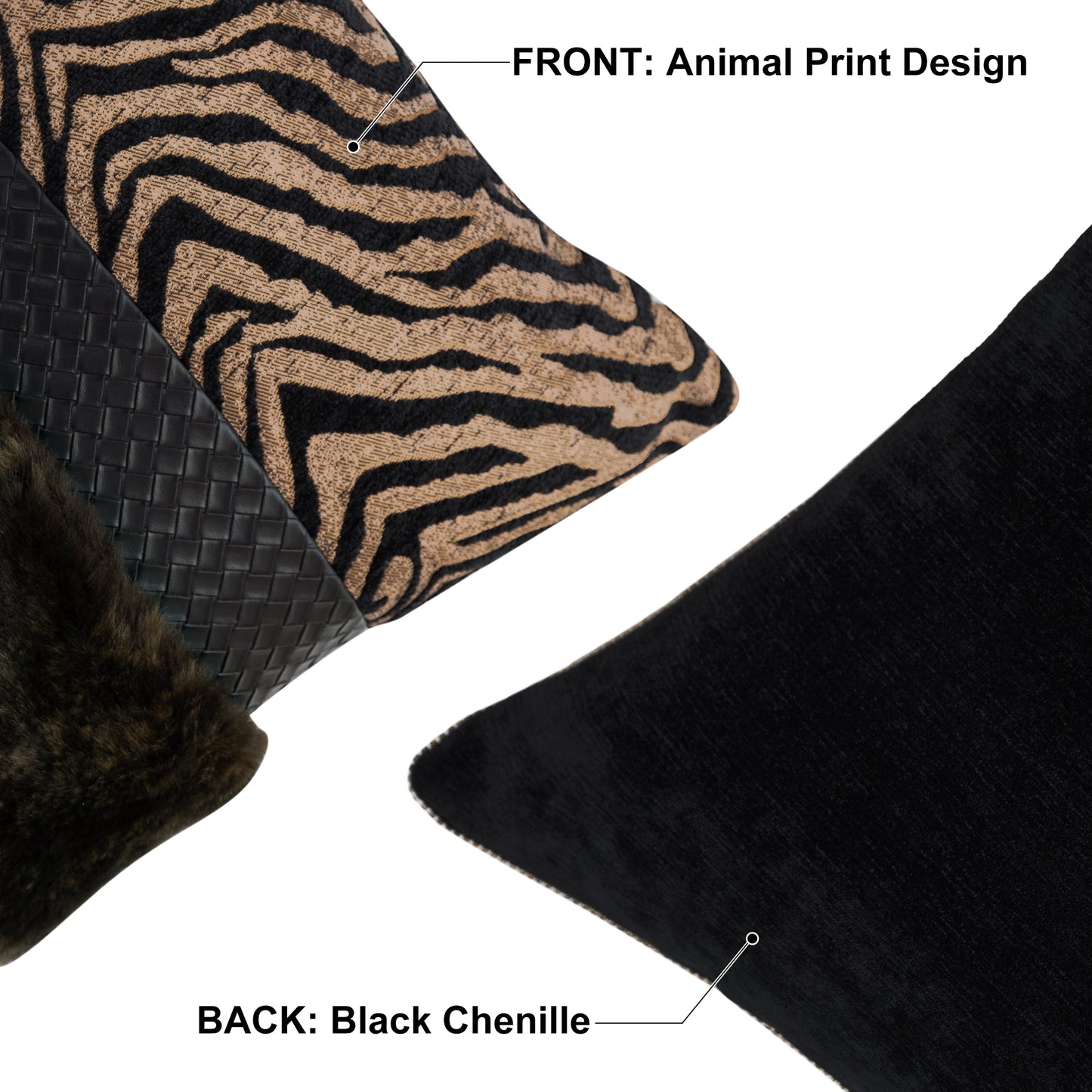 Zebra Print  13"x20" Patchwork Lumbar Pillow Cover