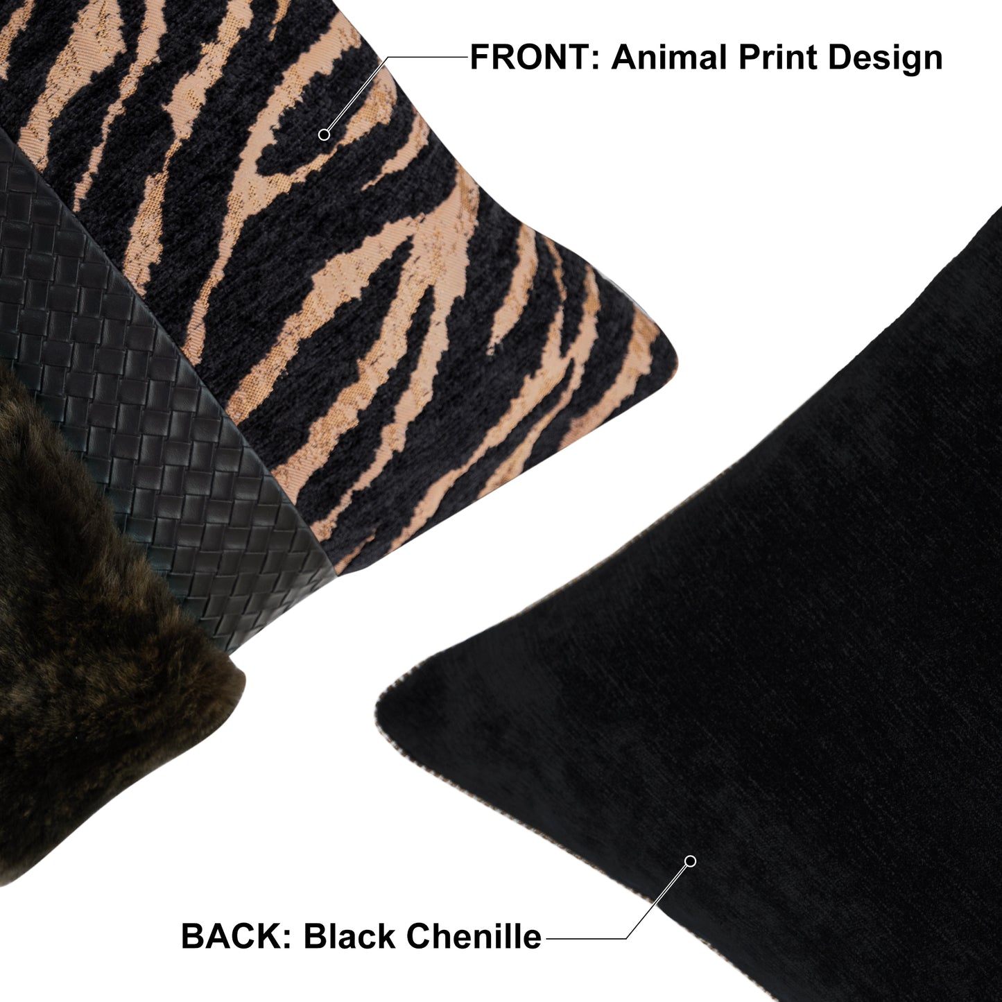 Tiger Print  13"x20" Patchwork Lumbar Pillow Cover