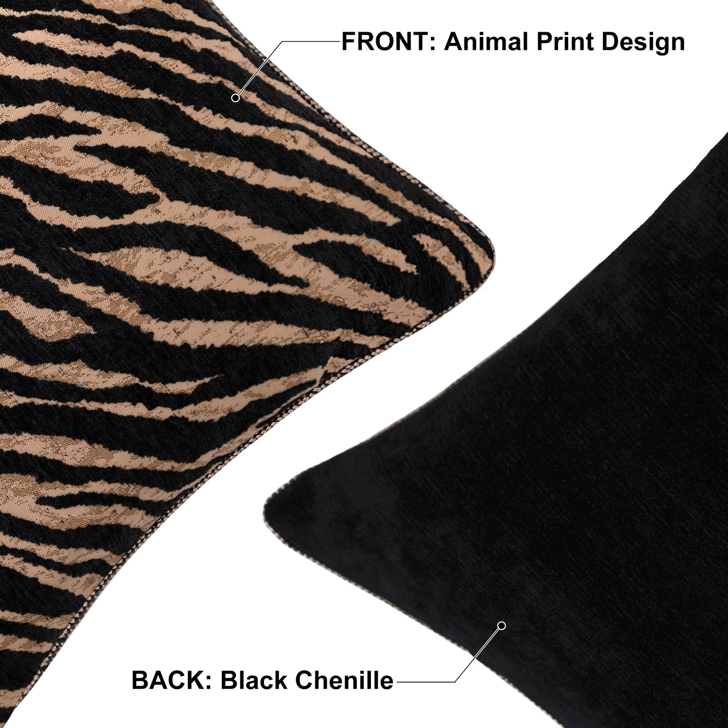 Stylish Tiger Print 20" Square Jacquard Pillow Cover 1-Piece