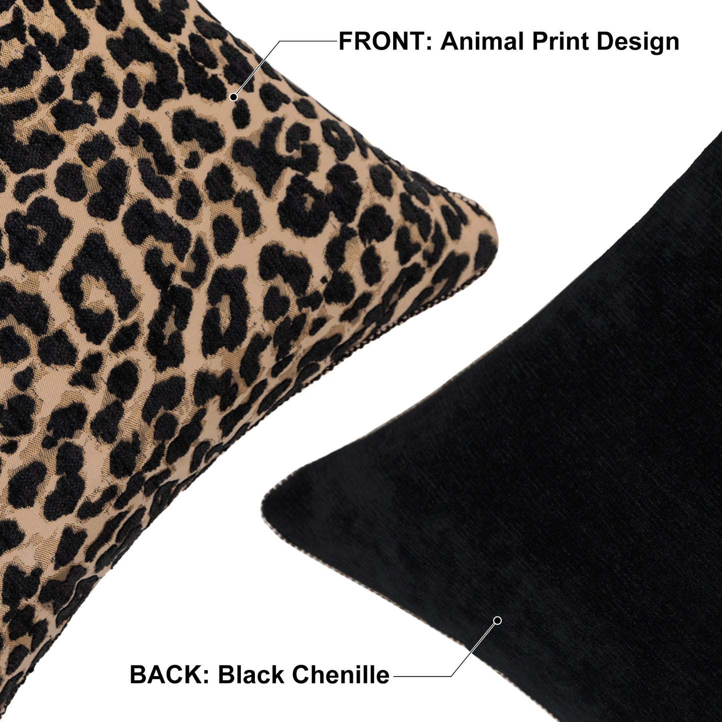 Stylish Leopard Print 20" Square Jacquard Pillow Cover 1-Piece