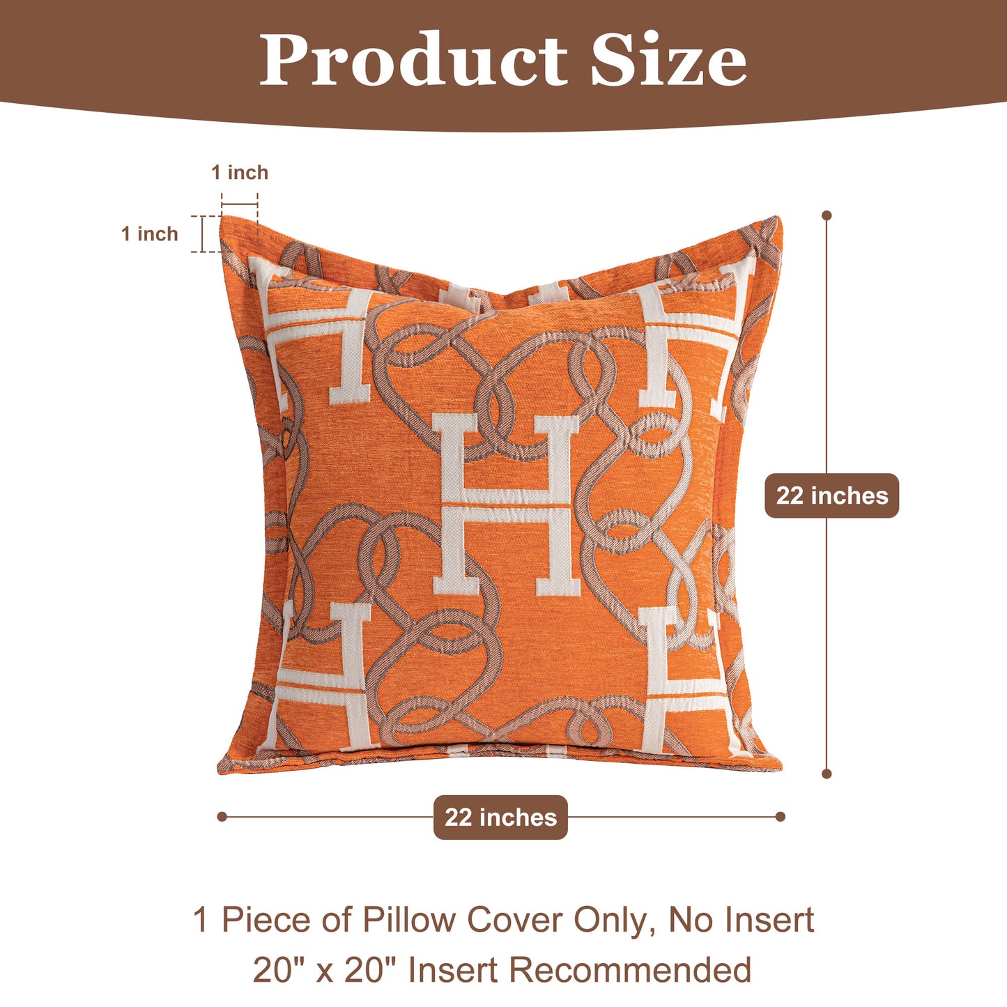 1-Piece Letter H & Chain 20"x20" Pillow Covers Orange