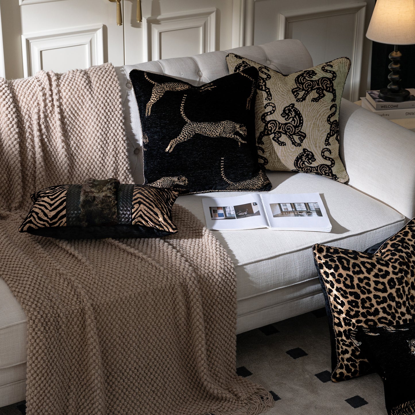 Zebra Print  13"x20" Patchwork Lumbar Pillow Cover