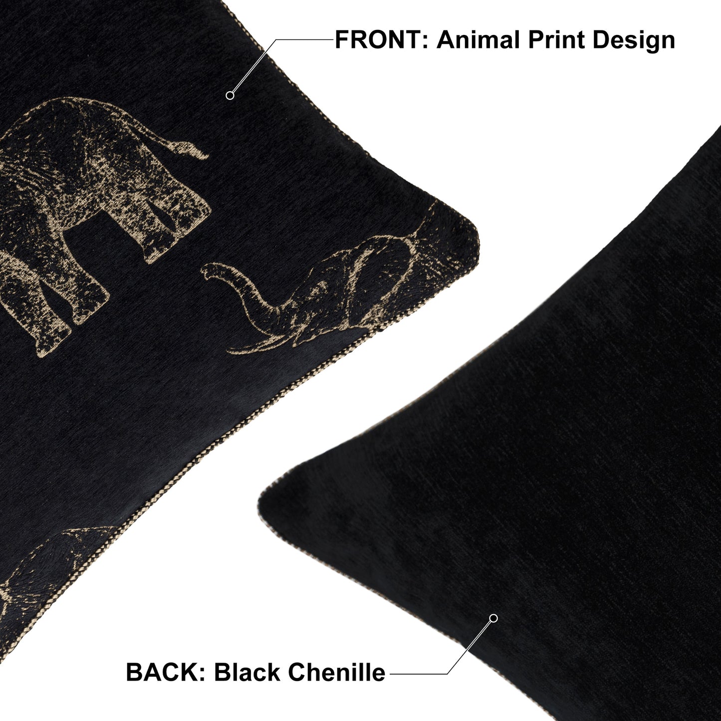 Vintage Elephant 20" Square Jacquard Pillow Cover 1-Piece