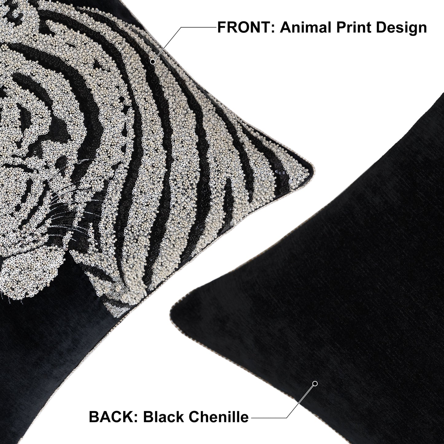 1-Piece Luxury Tiger Embroidered 20" Pillow Cover