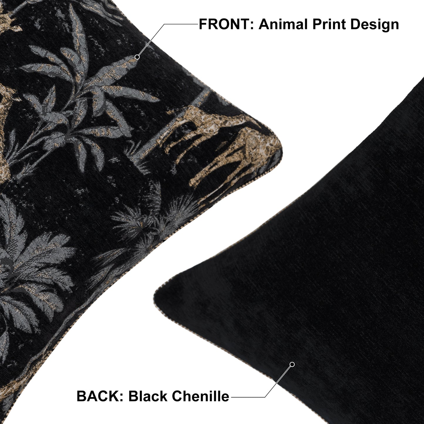 Vintage Giraffe Palm Tree 20" Square Jacquard Pillow Cover 1-Piece