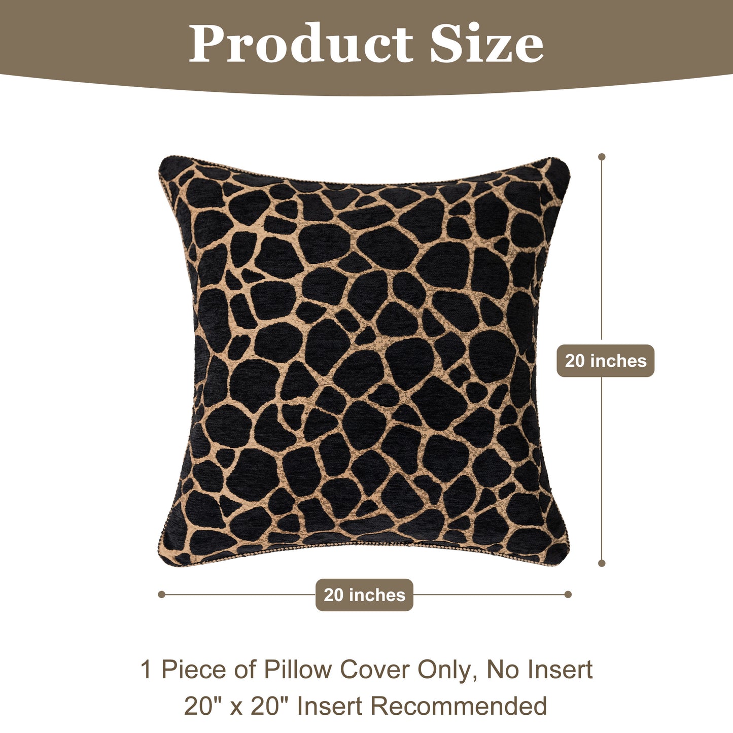 Safari Giraffe Print 20" Square Jacquard Pillow Cover 1-Piece