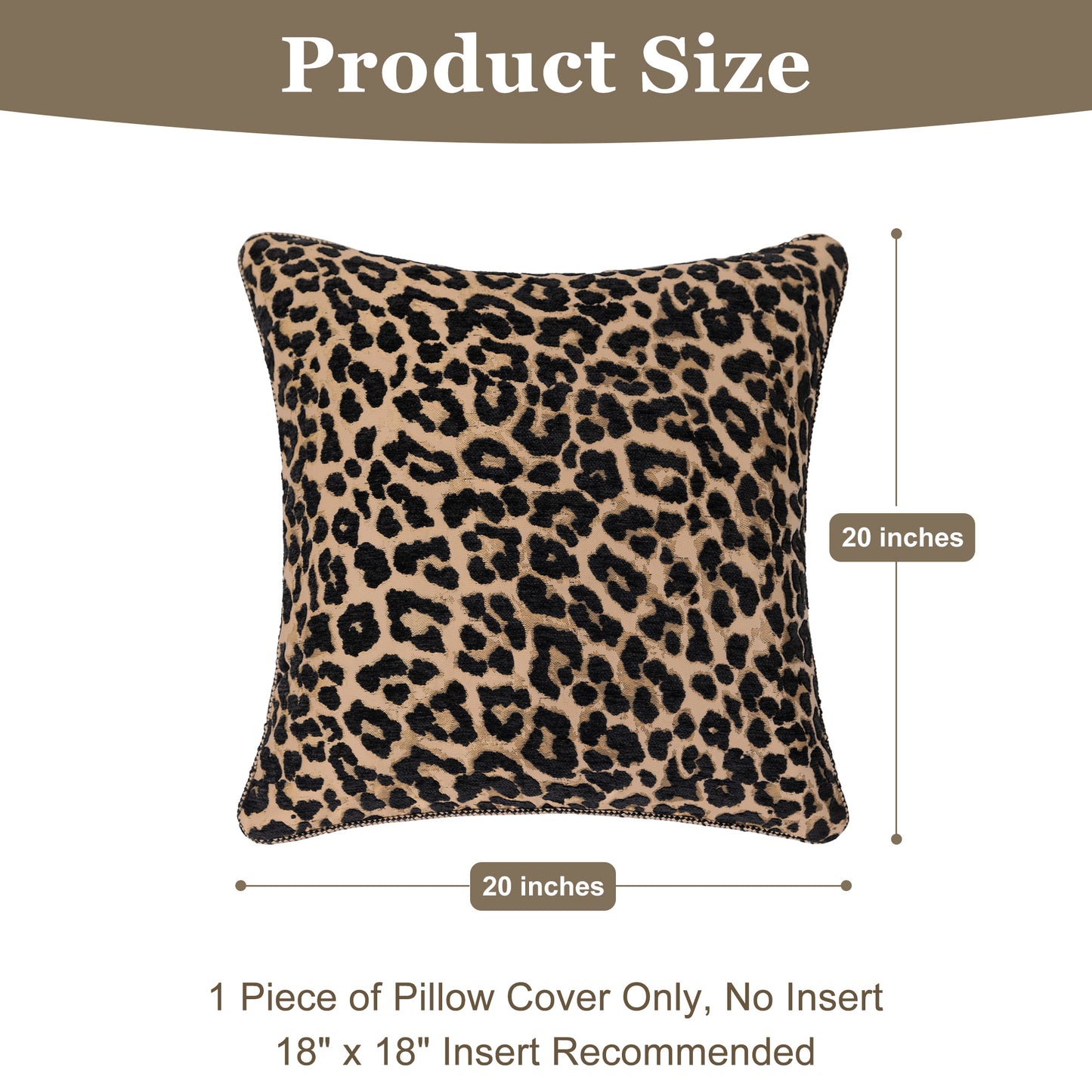 Stylish Leopard Print 20" Square Jacquard Pillow Cover 1-Piece