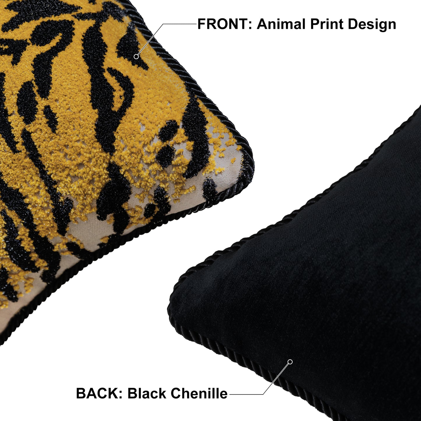 1-Piece  Tiger Print Cut-Pile 13"x26" Lumbar Pillow Cover