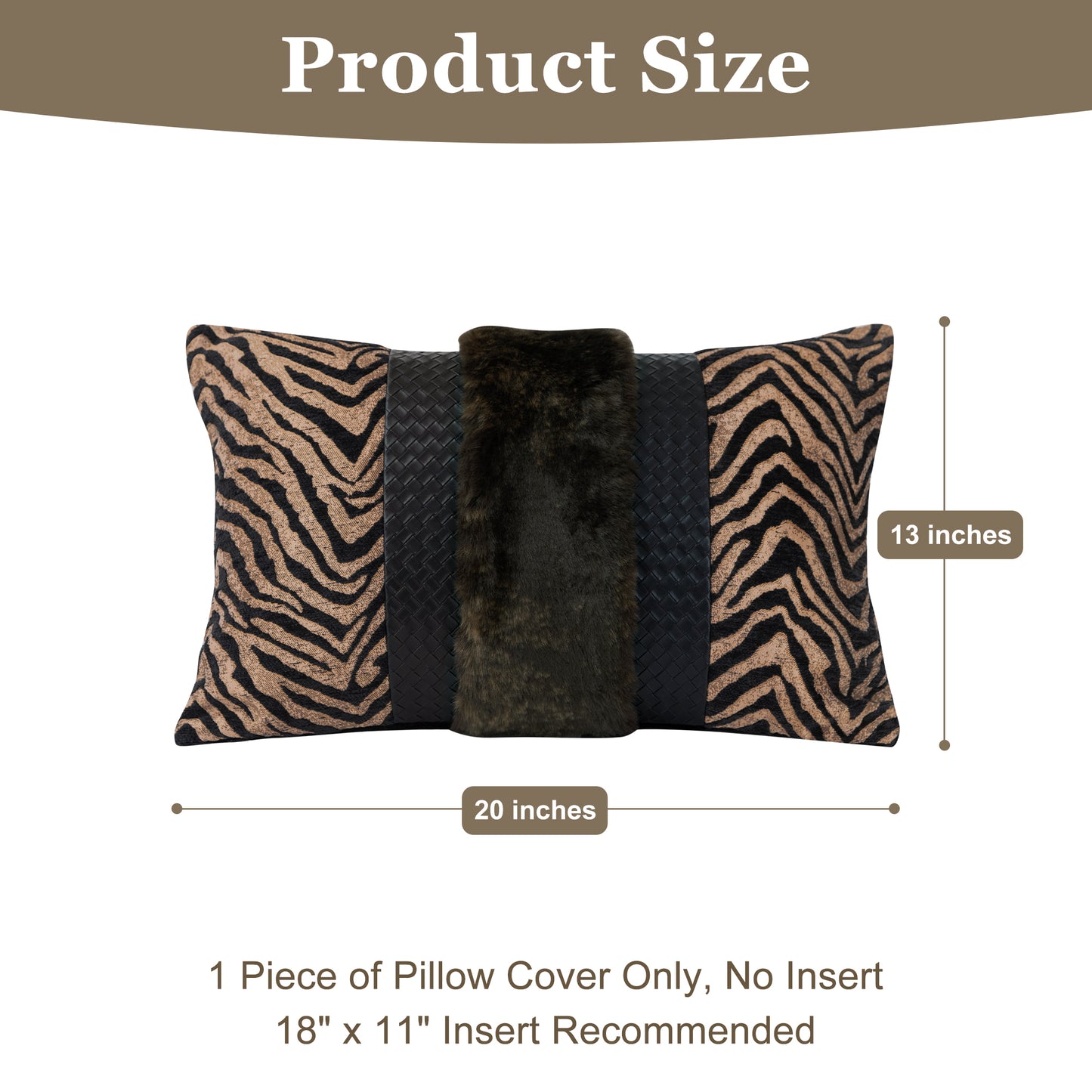 Zebra Print  13"x20" Patchwork Lumbar Pillow Cover