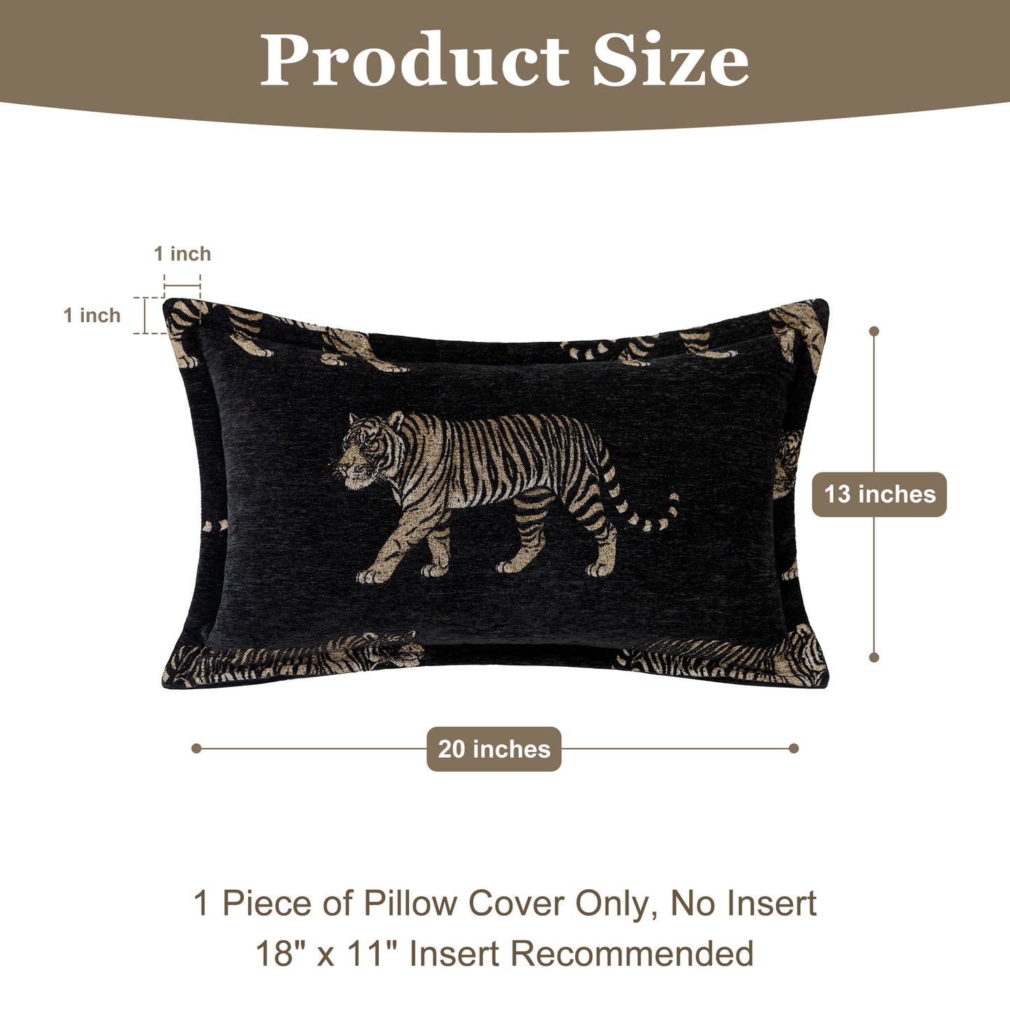 Tiger  13"x20" Lumbar Pillow Cover