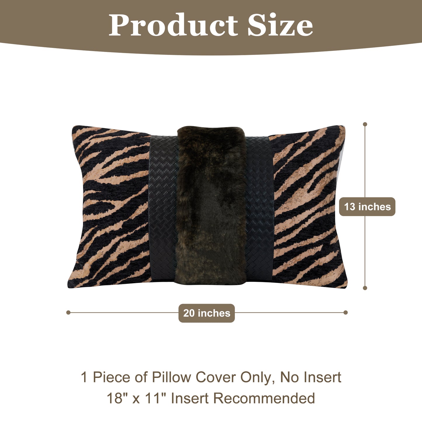 Tiger Print  13"x20" Patchwork Lumbar Pillow Cover
