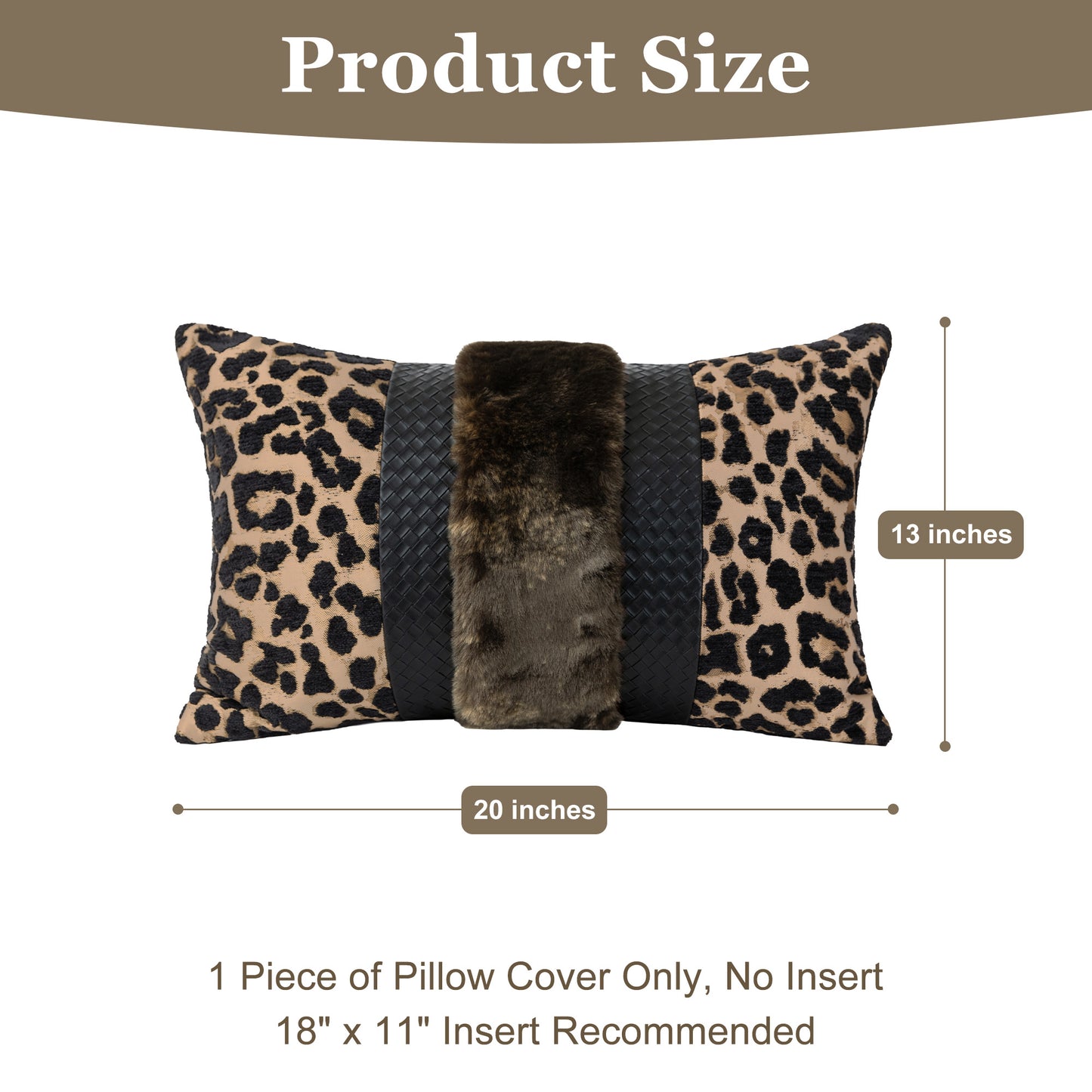 Leopard Print  13"x20" Patchwork Lumbar Pillow Cover