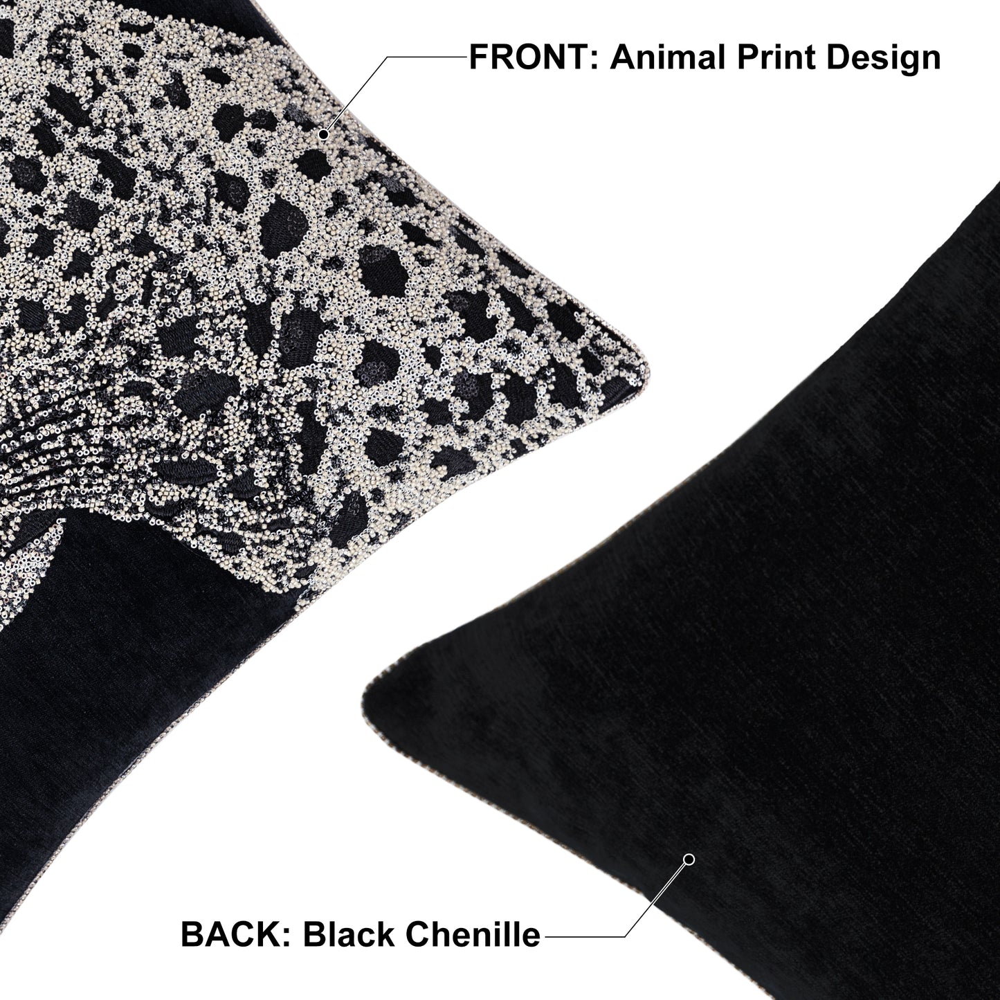 1-Piece Luxury Leopard Embroidered 20" Pillow Cover