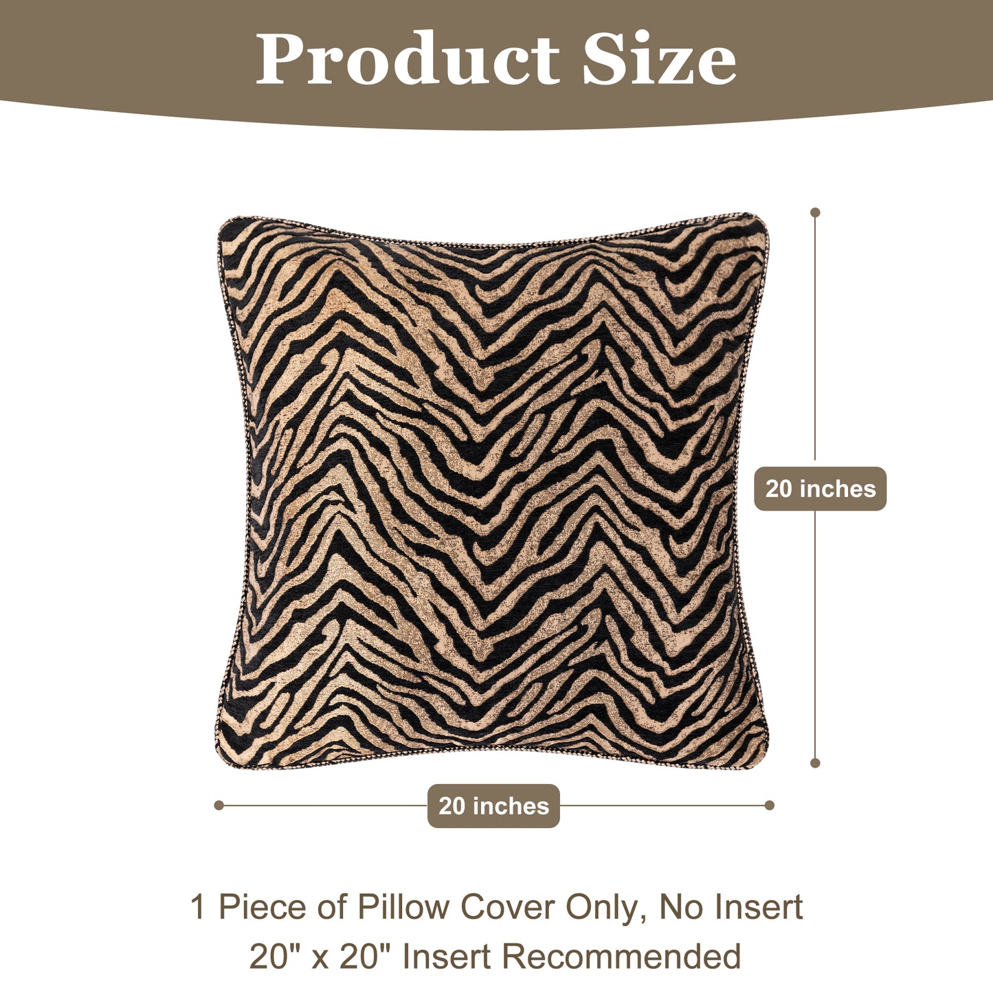 Stylish Zebra 20" Square Jacquard Pillow Cover